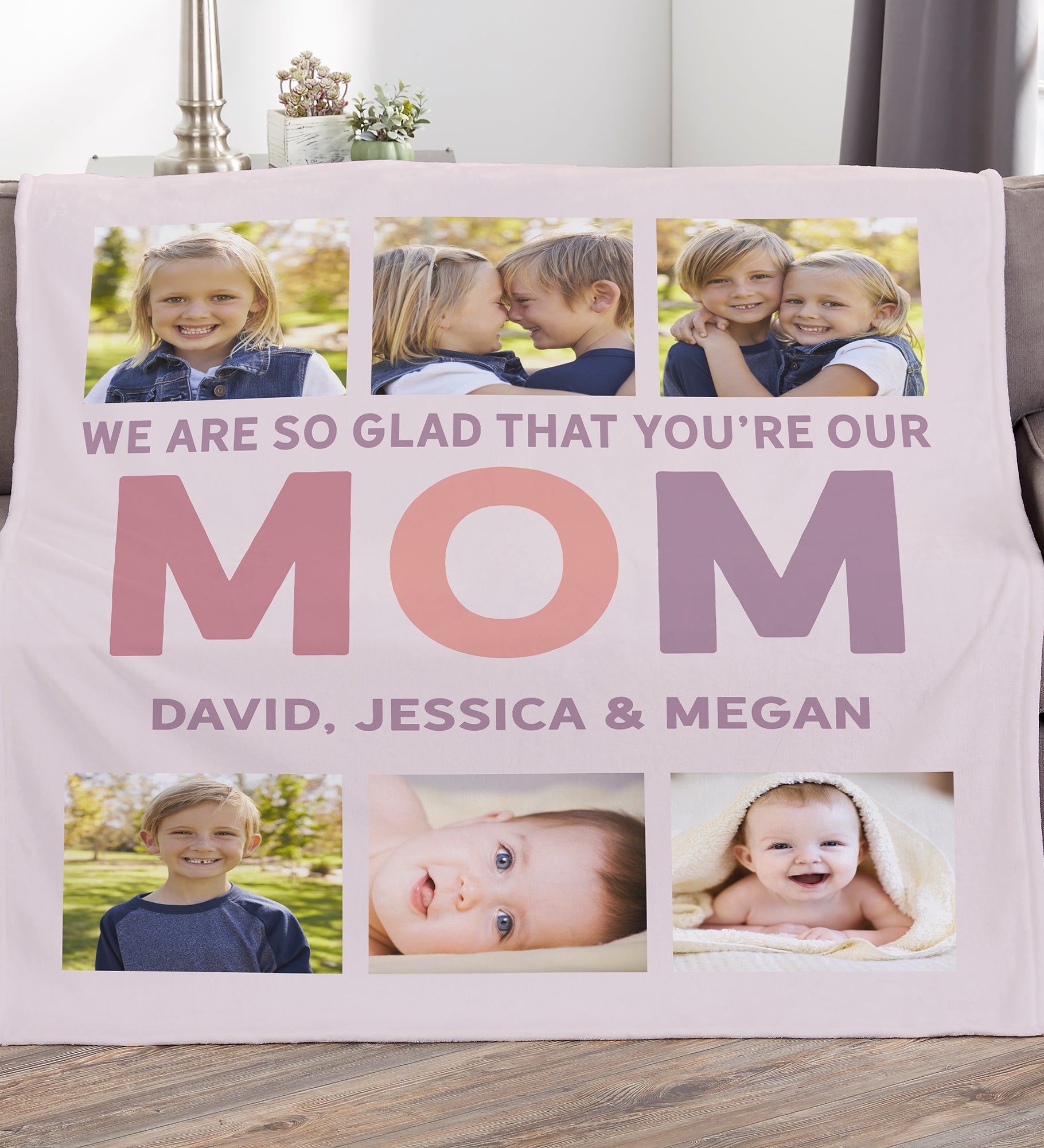 Glad You're Our Mom Personalized Photo Blanket